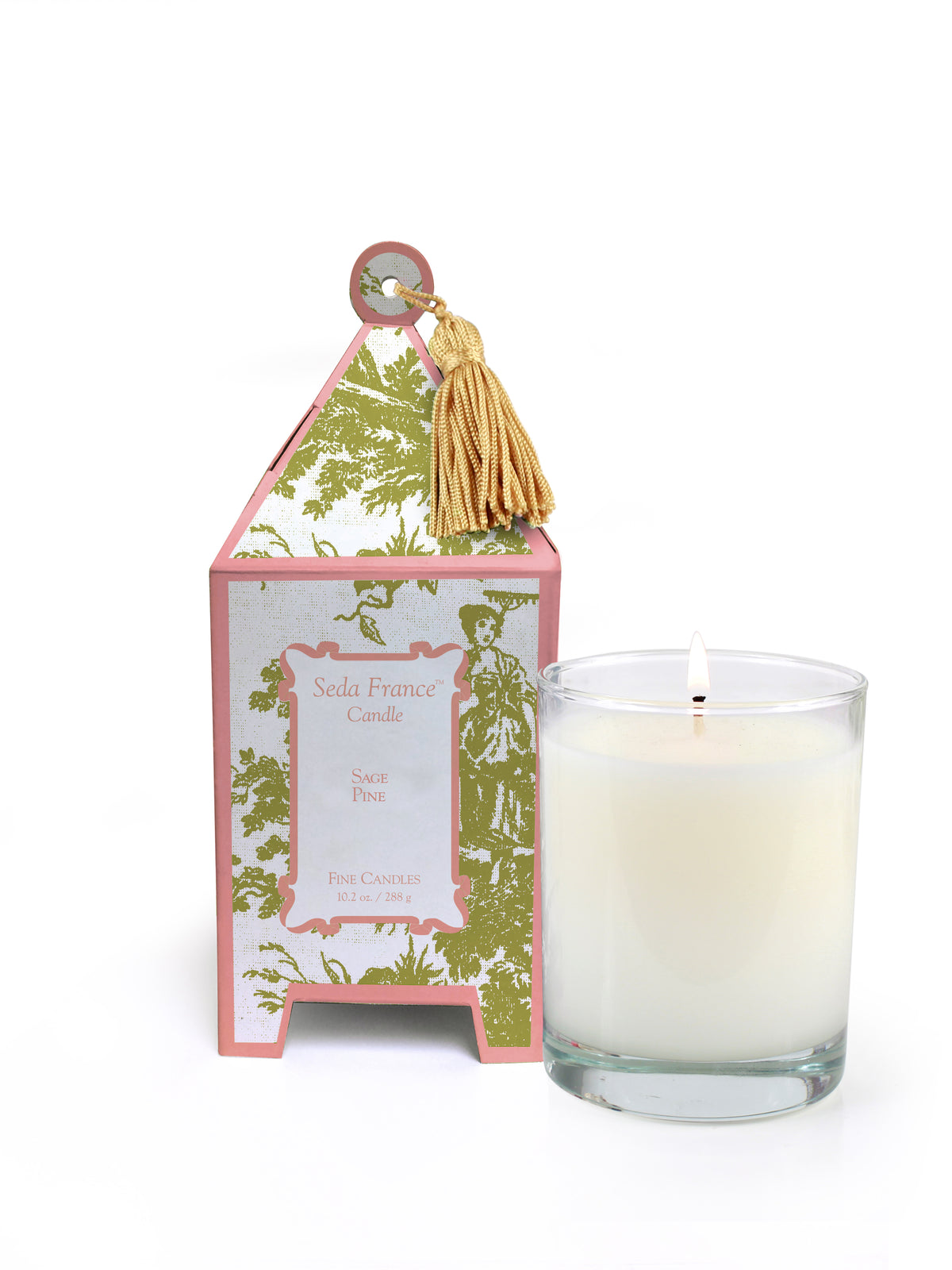 Sage Pine Classic Toile Pagoda Box Candle