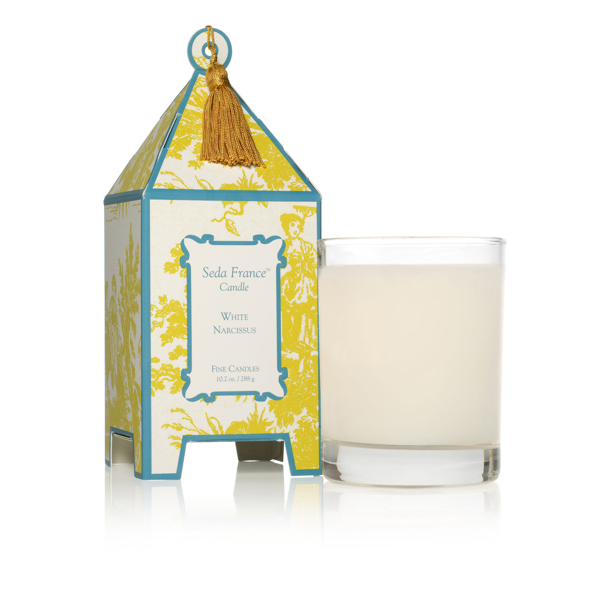 White Narcissus Classic Toile Pagoda Box Candle