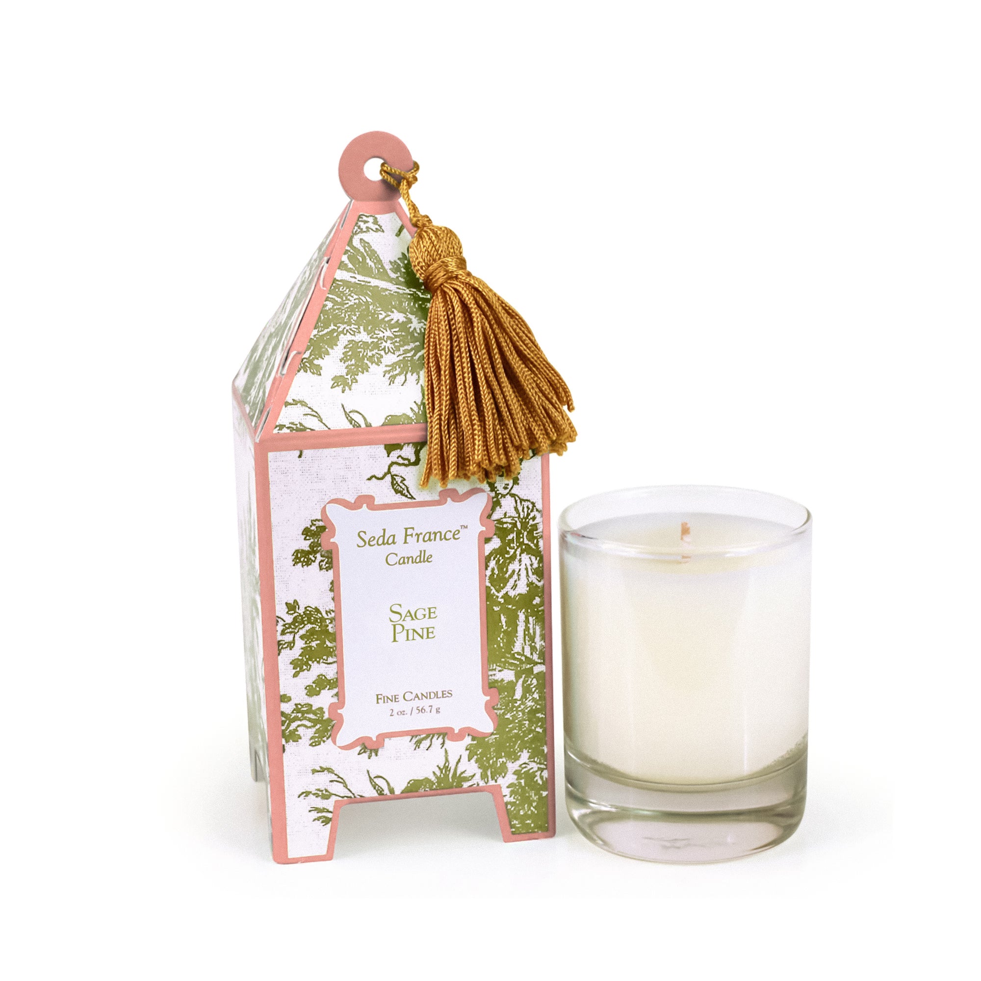 Sage Pine Classic Toile Mini Pagoda Box Candle