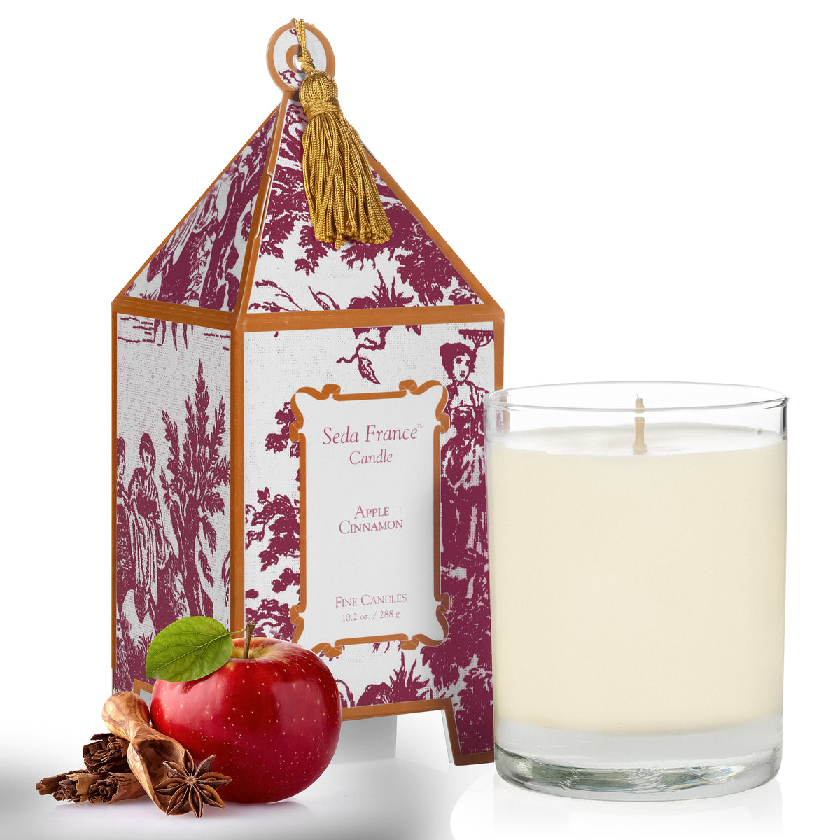 Apple Cinnamon Classic Toile Pagoda Box Candle