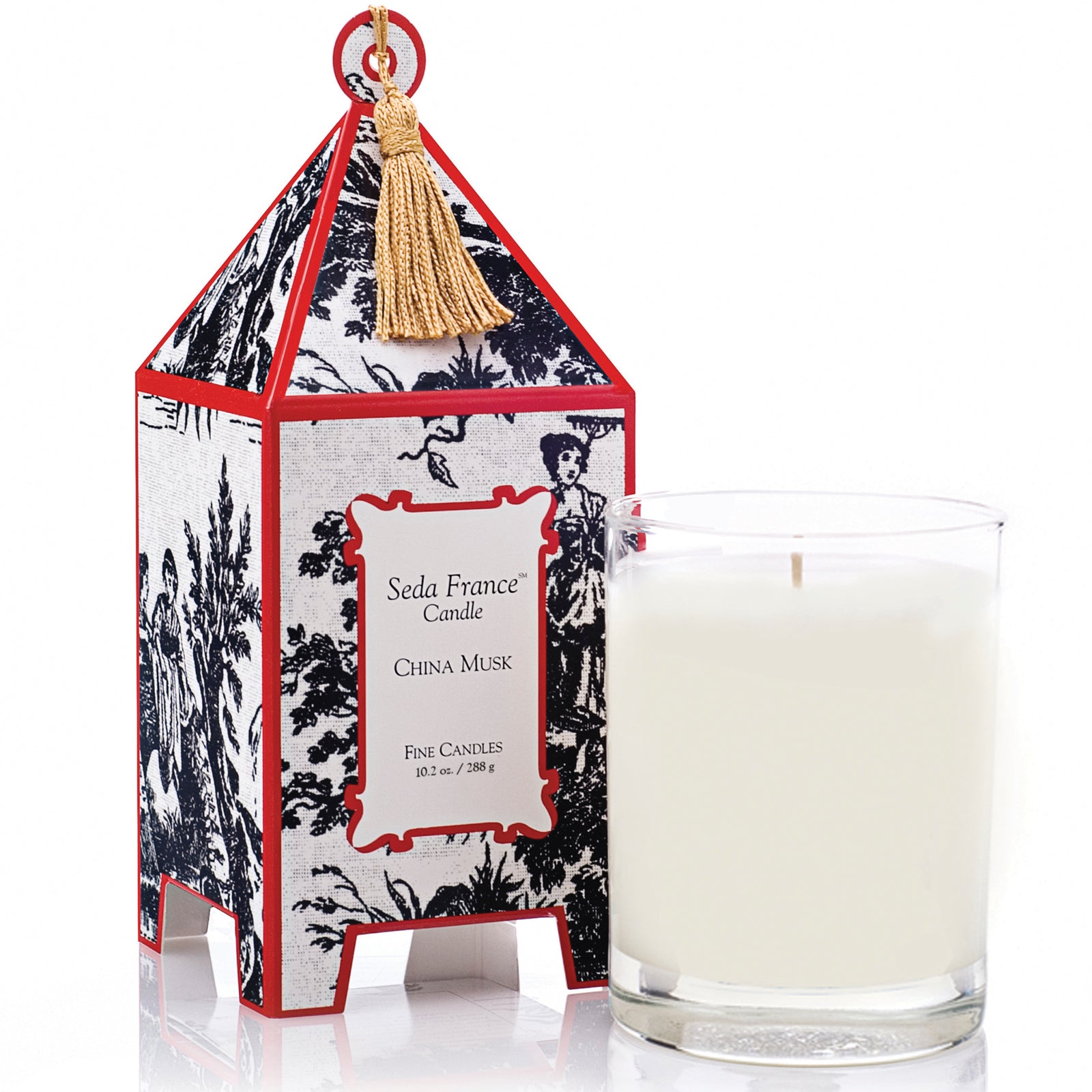 Japanese Quince Classic Toile Pagoda Box Candle