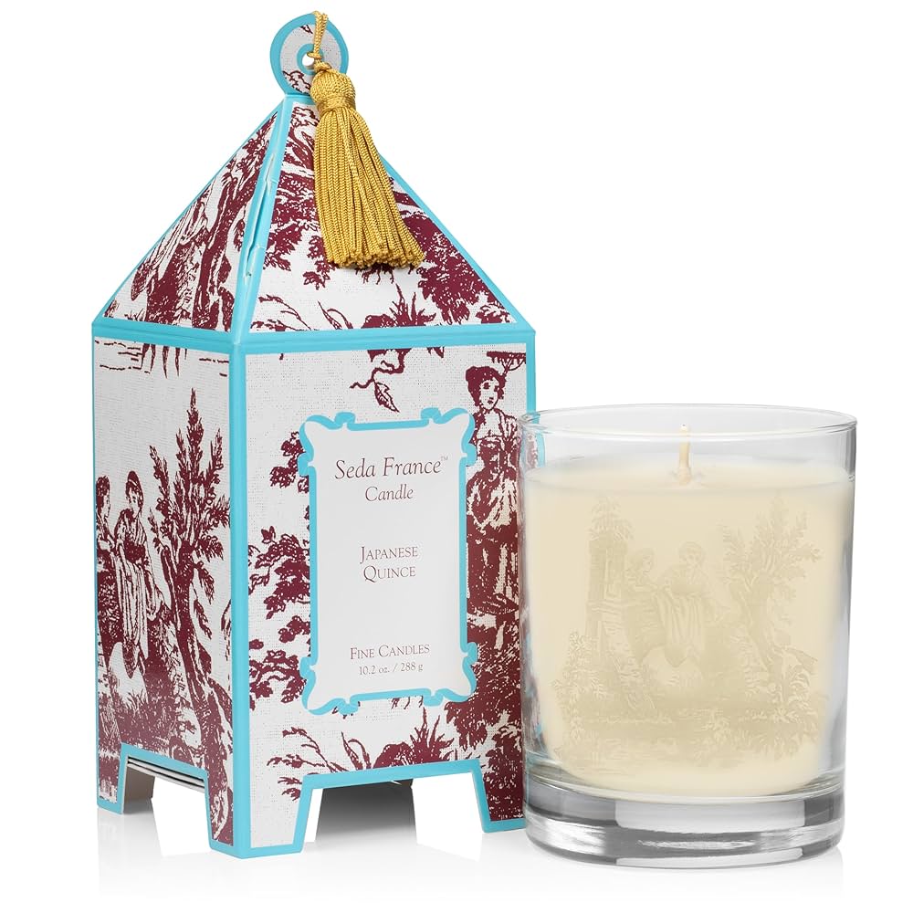 Japanese Quince Classic Toile Pagoda Box Candle - sedafrancestore