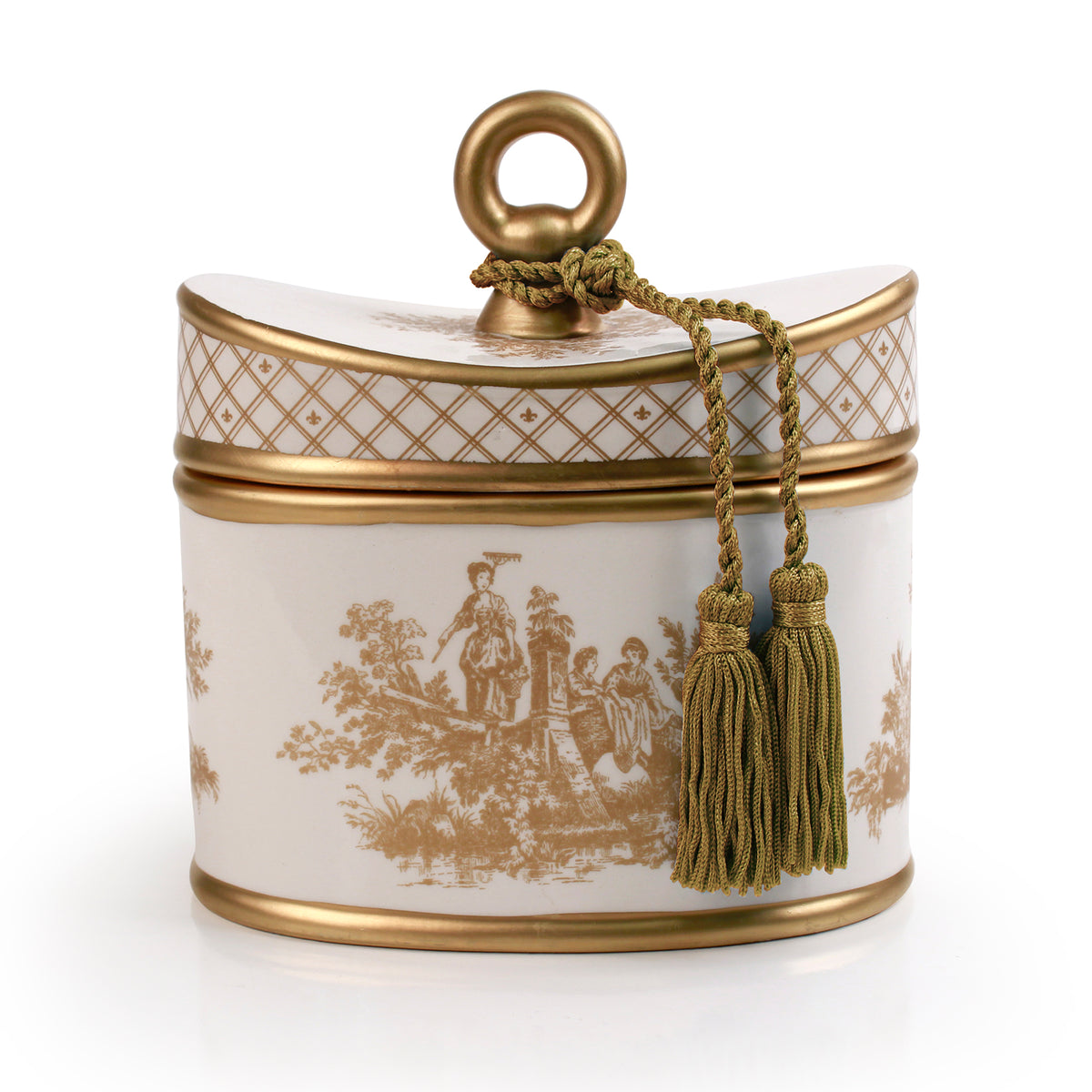 Elegant Gardenia Classic Toile Ceramic Two-Wick Candle