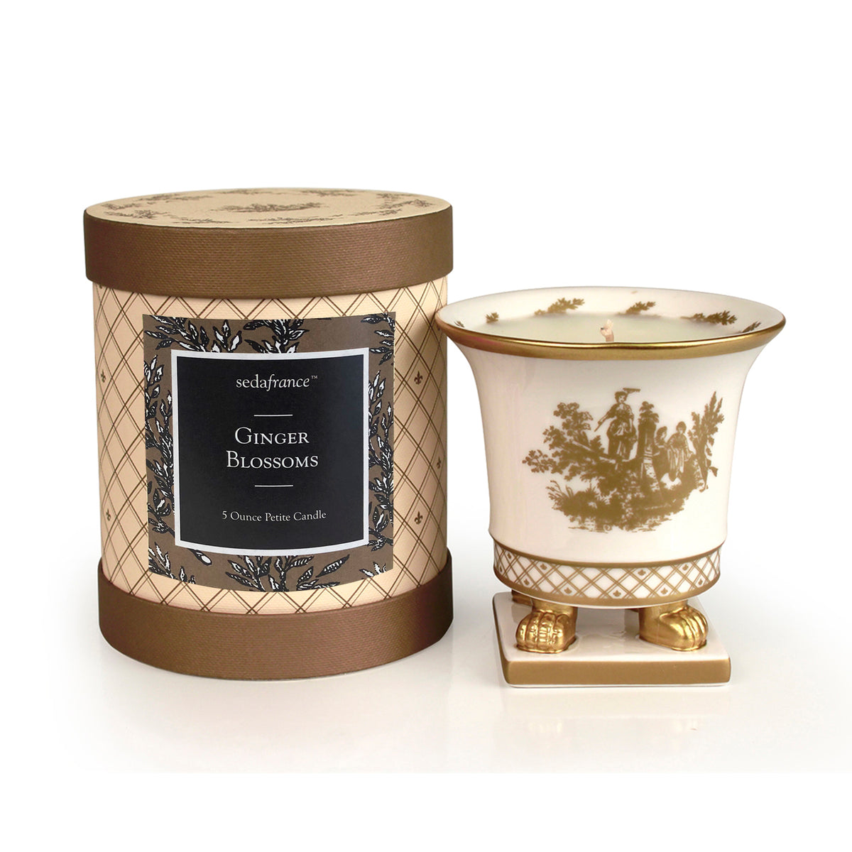 Ginger Blossoms Classic Toile Petite Ceramic Candle