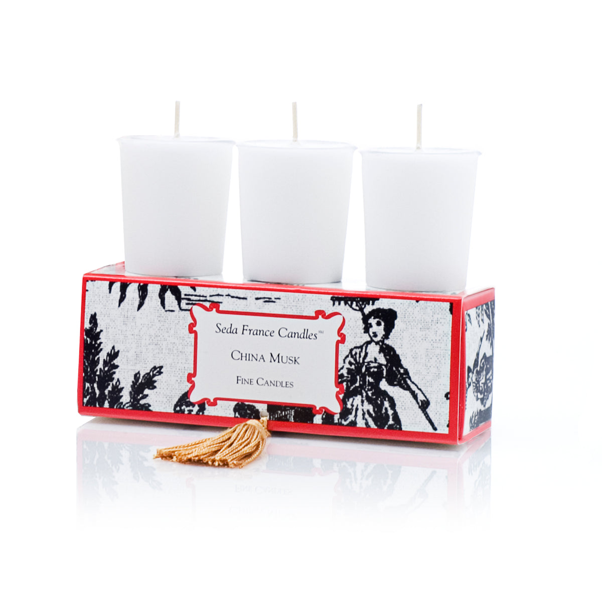China Musk Classic Toile Votive Candles